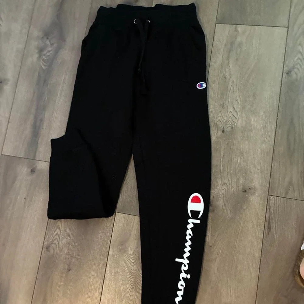Champion Joggers Kids XS Black New Athleisure Logo Sweatpants